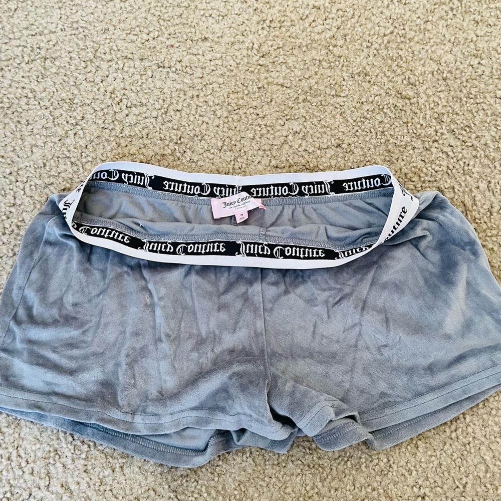 Juicy Couture Velour Shorts Gray Rhinestone Logo Y2k Loungewear View 6